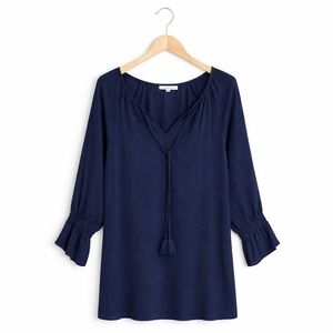 Mi Ami Large Navy Sheath Dress w/ Silver Thread Accents & Tie Neck -  Classic